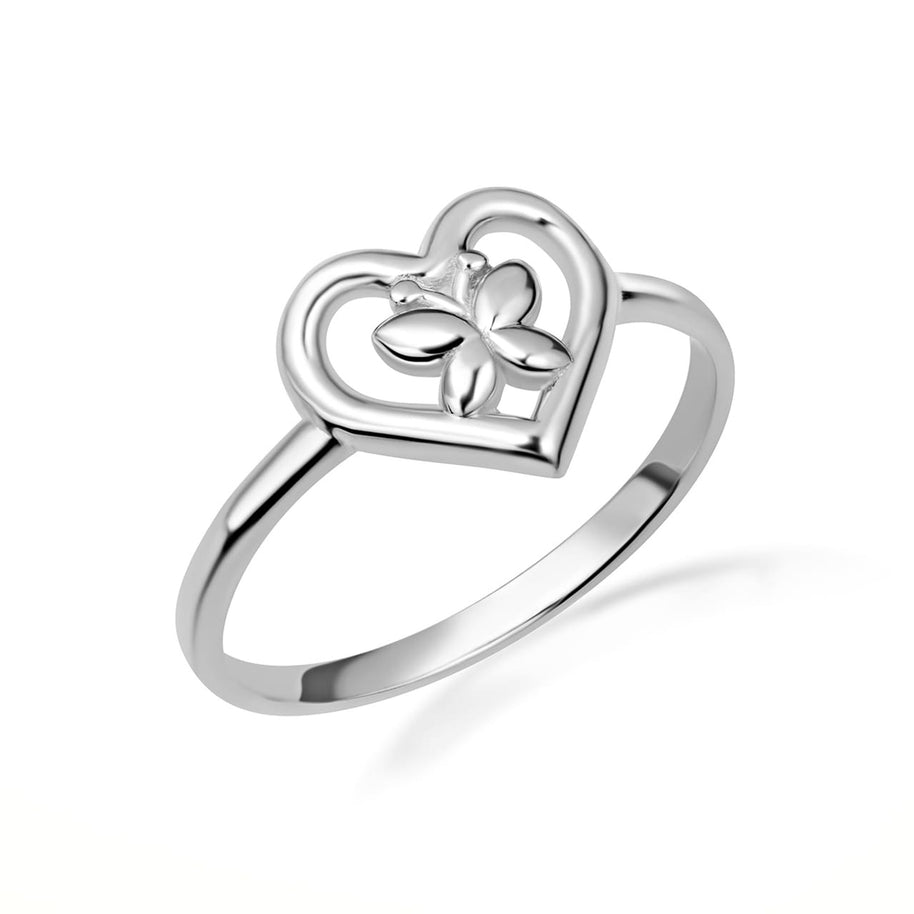 Gold Butterfly Heart Love Ring (Available in Yellow/Rose/White Gold)