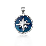 .925 Sterling Silver Enamel Compass Rose Medallion Pendant Necklace
