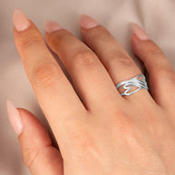 .925 Sterling Silver Elongated Double Heart Love Ring