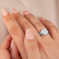 .925 Sterling Silver Sun Face Signet Ring