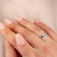 .925 Sterling Silver Geometric Band Ring