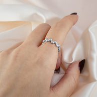 .925 Sterling Silver Beaded Circle Bubble Band Ring