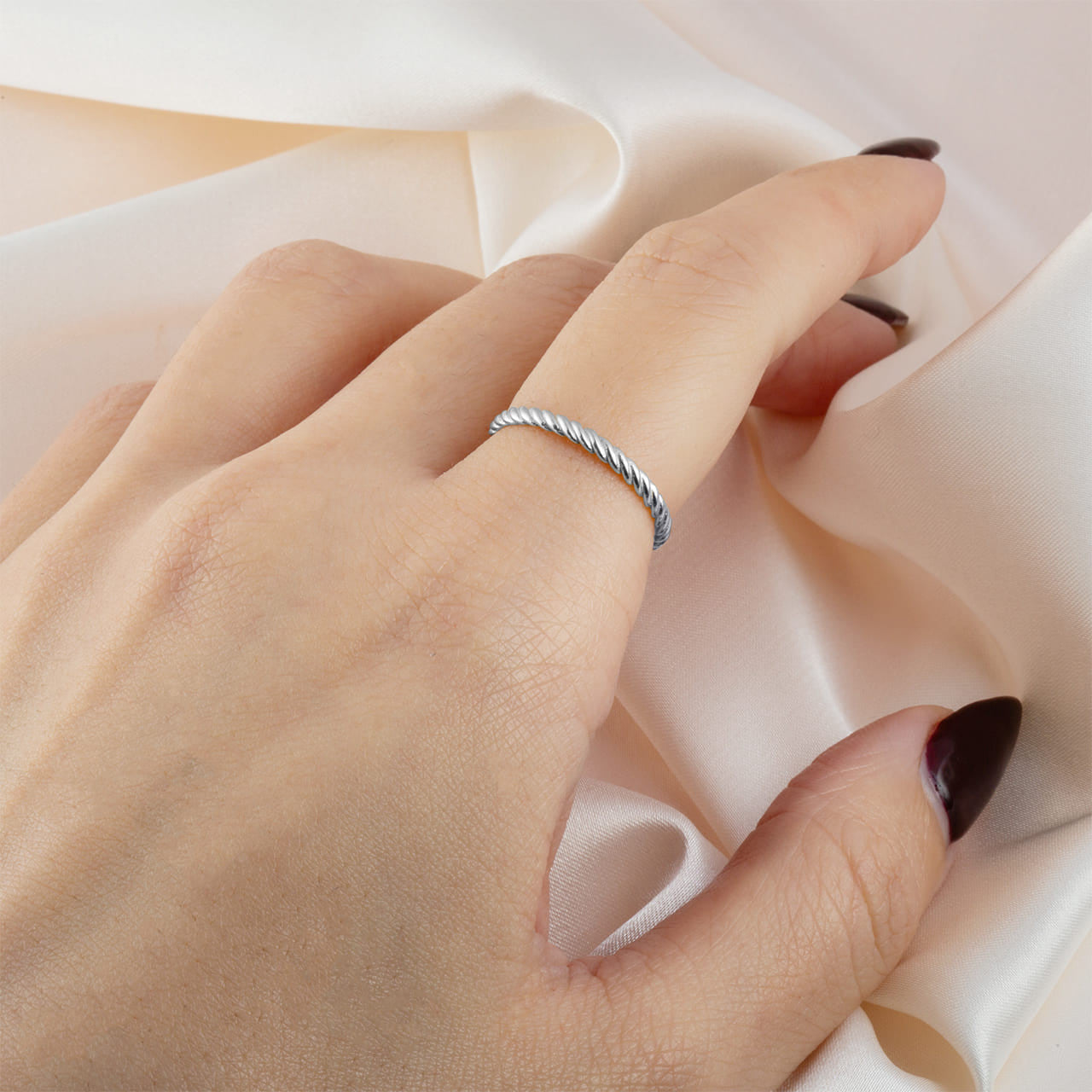 .925 Sterling Silver Rope Twist Band Ring
