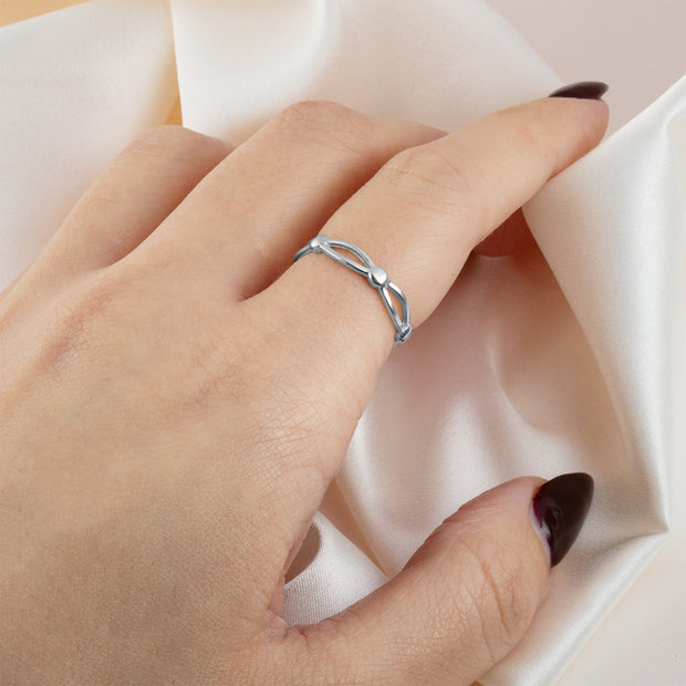 .925 Sterling Silver Marquise and Round Eternity Band Ring