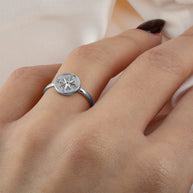 .925 Sterling Silver Nautical Compass Rose Rope Signet Ring