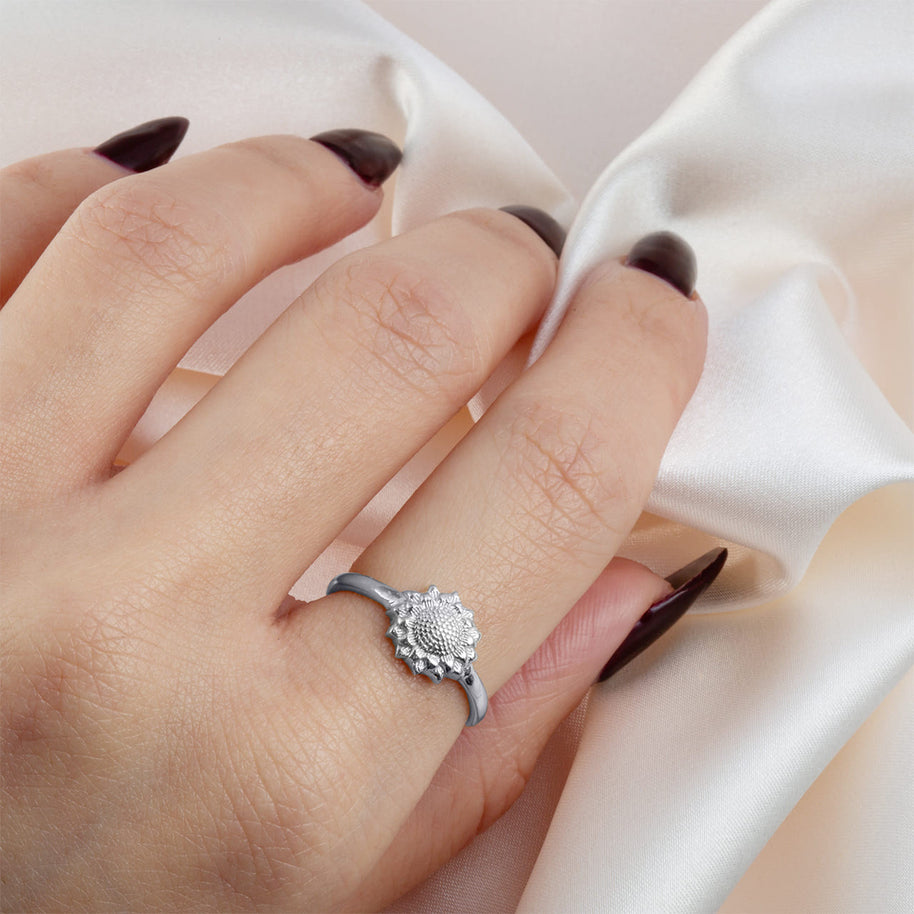 925 Sterling Silver Sunflower Ring