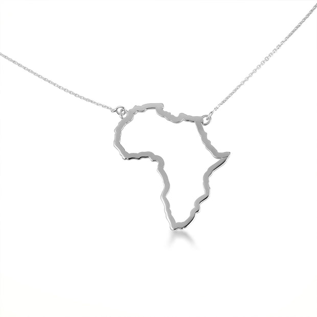 .925 Sterling Silver Africa Map Pendant Necklace