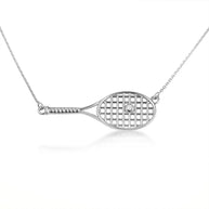 14K Gold Diamond Tennis Racket Sports Pendant Necklace (Available in Yellow/Rose/White Gold)