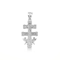.925 Sterling Silver Spanish Caravaca Cross Crucifix Jesus Christ Angels Pendant Necklace