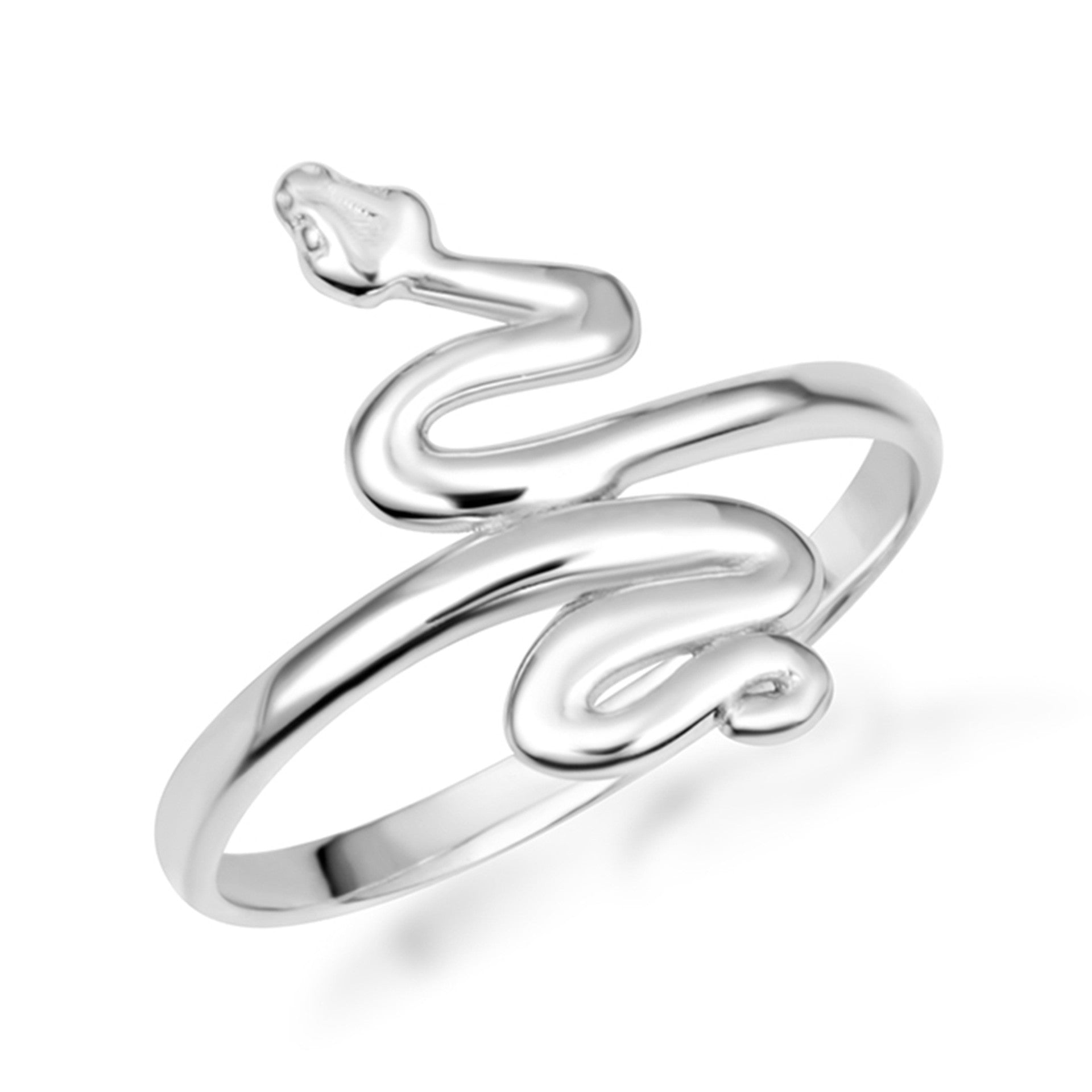 .925 Sterling Silver Coiled Serpent Snake Band Ring
