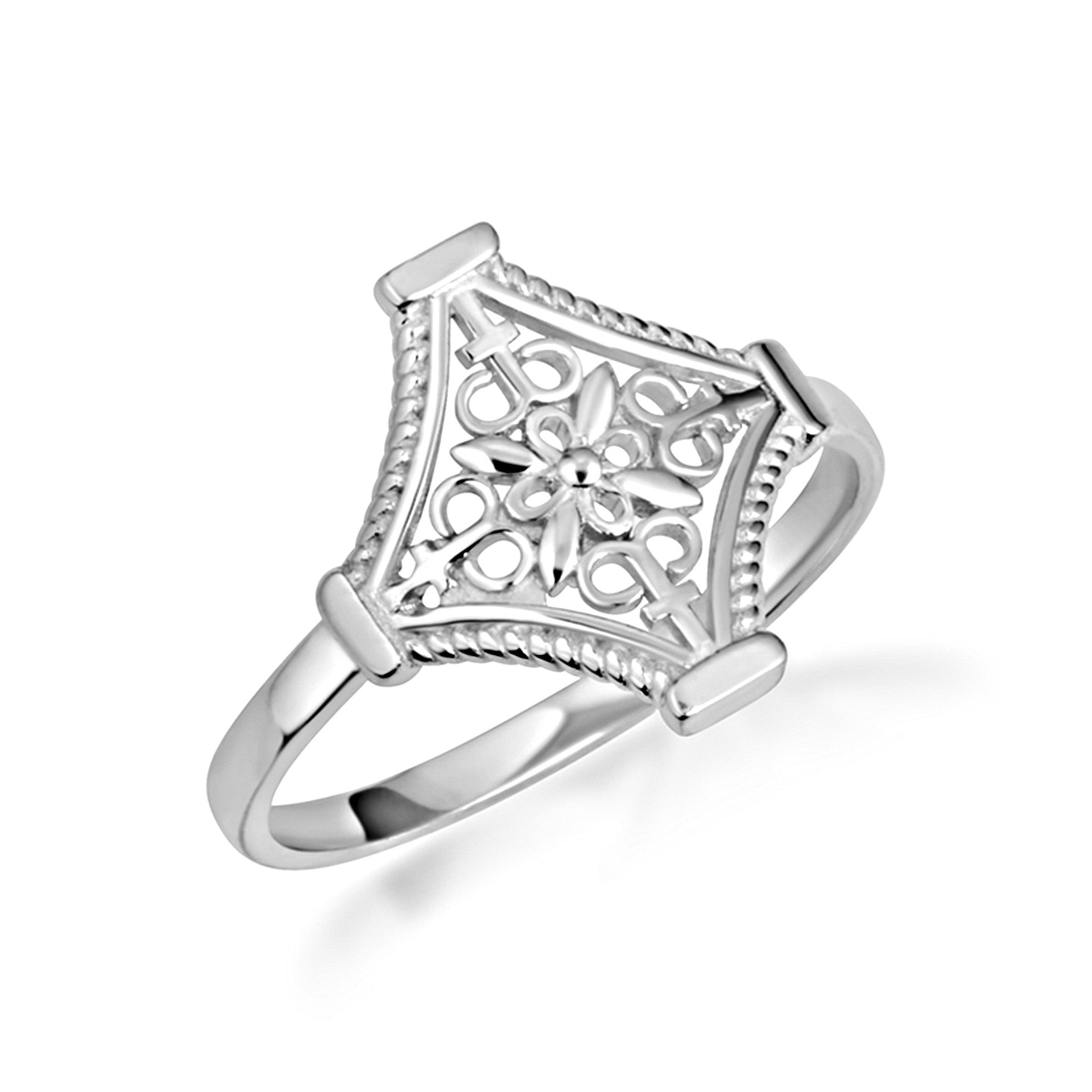 Gold Flower Filigree Statement Ring (Available in Yellow/Rose/White Gold)