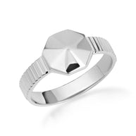 Gold Geometric Striped Band Ring (Available in Yellow/Rose/White Gold)