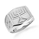 .925 Sterling Silver Jewish Star Of David Menorah Signet Ring