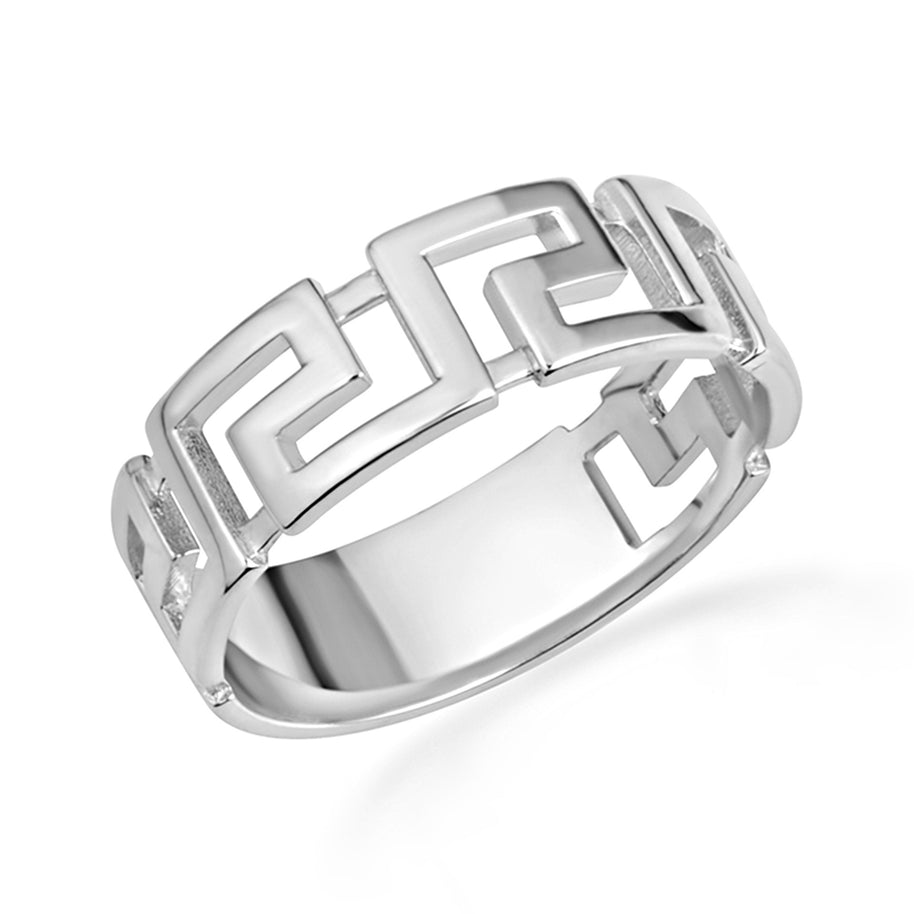 Gold Classic Greek Key Band Ring (Available in Yellow/Rose/White Gold)