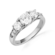 14K Gold Lab Grown Three Stone Diamond Engagement Ring (Available in Yellow/Rose/White Gold)