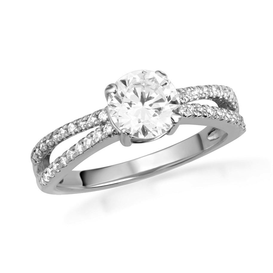 14K Gold Lab Grown Diamond Double Band Engagement Ring (Available in Yellow/Rose/White Gold)