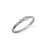 Gold Christian Ichthys Jesus Fish Ring (Available in Yellow/Rose/White Gold)