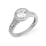 14K Gold Lab Grown Diamond Halo Wedding Band Ring Set (Available in Yellow/Rose/White Gold)