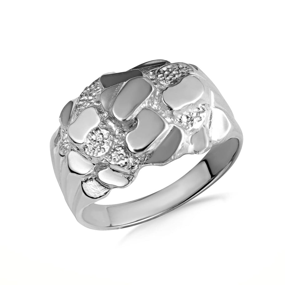 .925 Sterling Silver Men’s Chunky Nugget Ring
