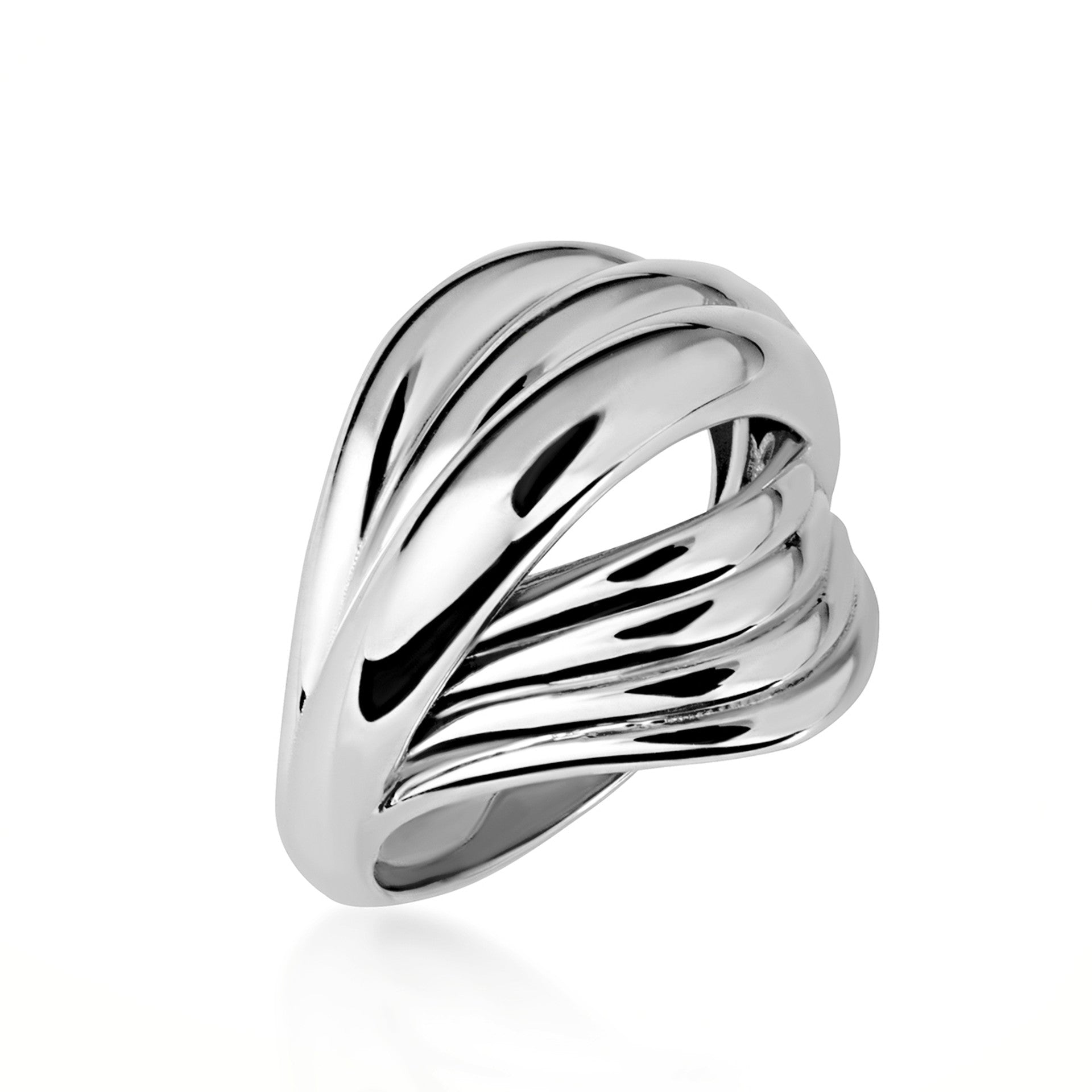Gold Multi Row Wavy Band Ring (Available in Yellow/Rose/White Gold)