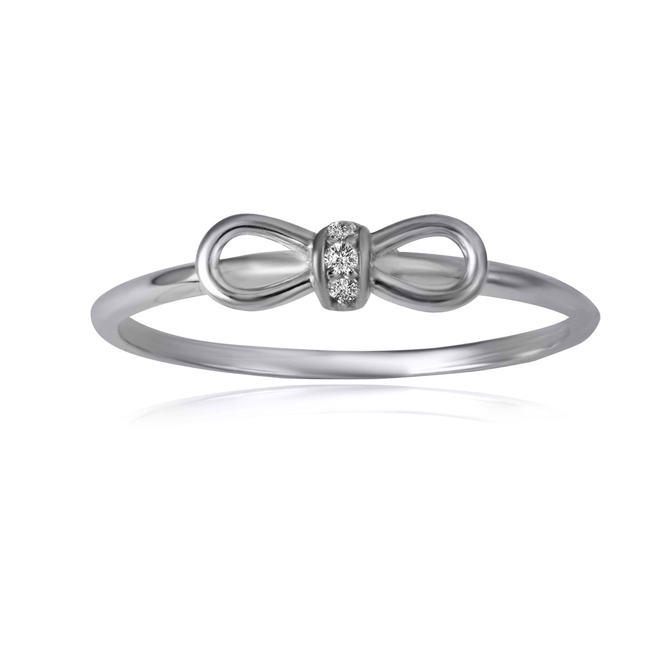 925 Sterling Silver Cubic Zirconia Bow Tie Ribbon Ring
