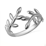 .925 Sterling Silver Olive Branch Vines Band Ring