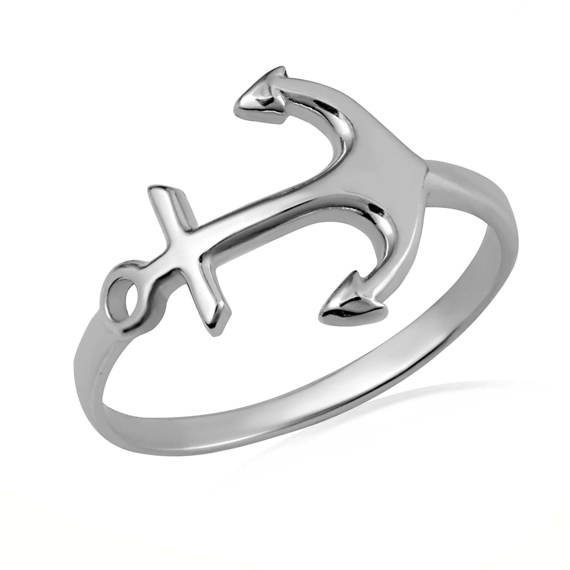 Solid Gold Nautical Anchor Band Ring (Available in Yellow/Rose/White Gold)