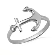 Solid Gold Nautical Anchor Band Ring (Available in Yellow/Rose/White Gold)