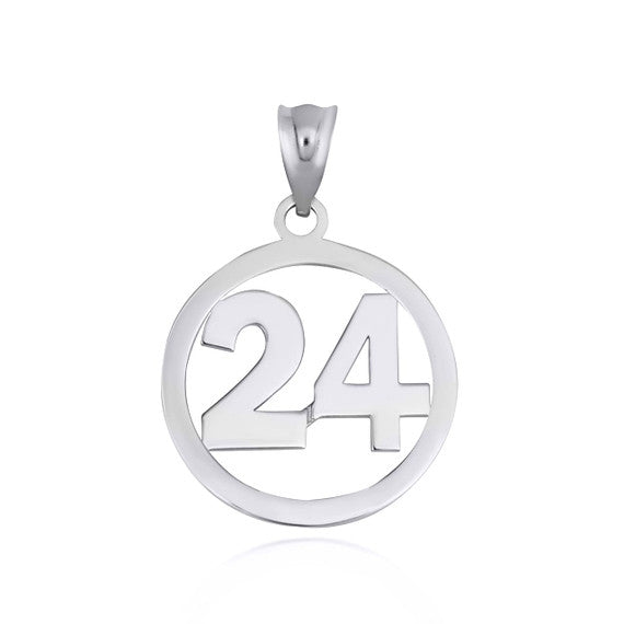 .925 Sterling Silver Personalized Jersey Number Sports Circle Pendant Necklace