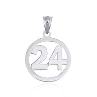 .925 Sterling Silver Personalized Jersey Number Sports Circle Pendant Necklace