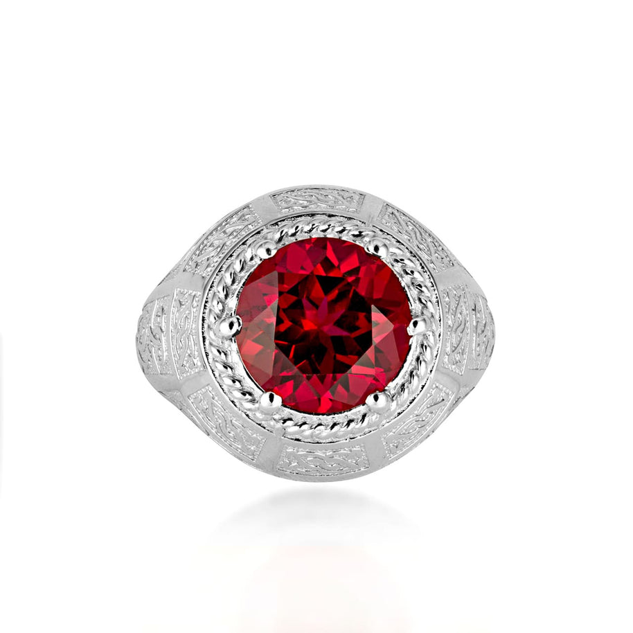 .925 Sterling Silver Irish Celtic Trinity Knot Gemstone Rope Ring