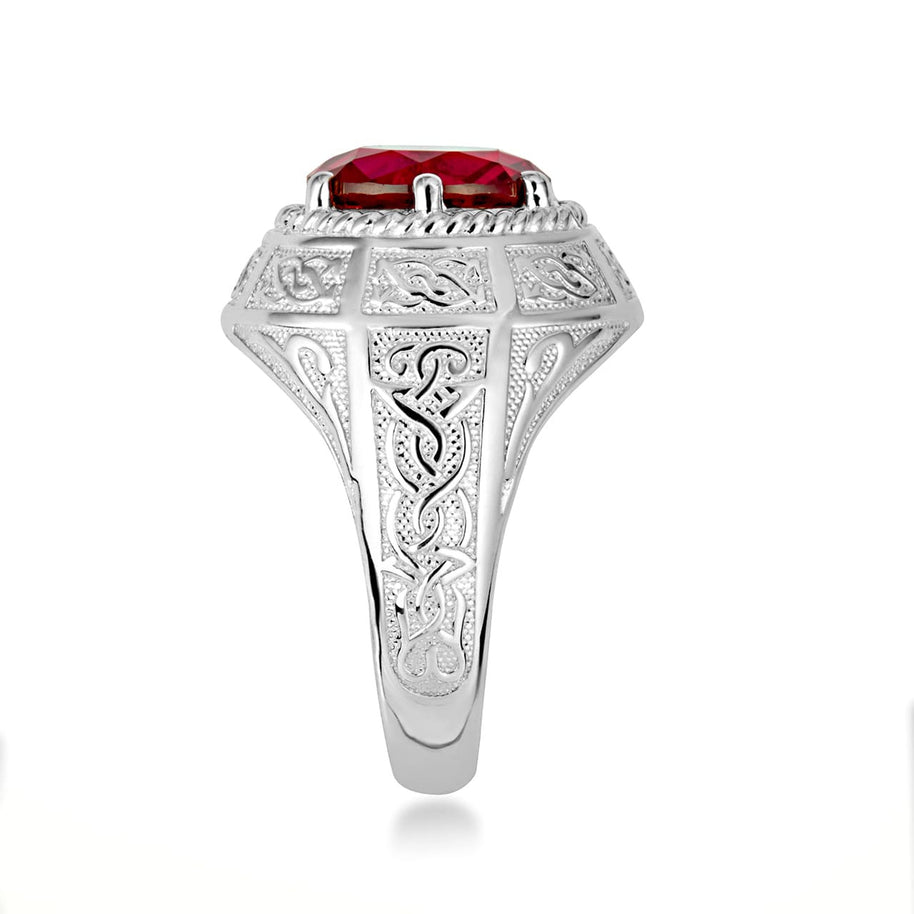 .925 Sterling Silver Irish Celtic Trinity Knot Gemstone Rope Ring