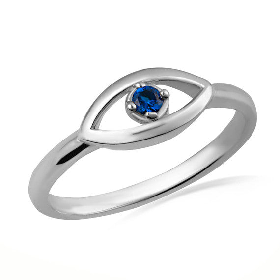 Gold Evil Eye Birthstone Protection Ring (Available in Yellow /Rose/White Gold)