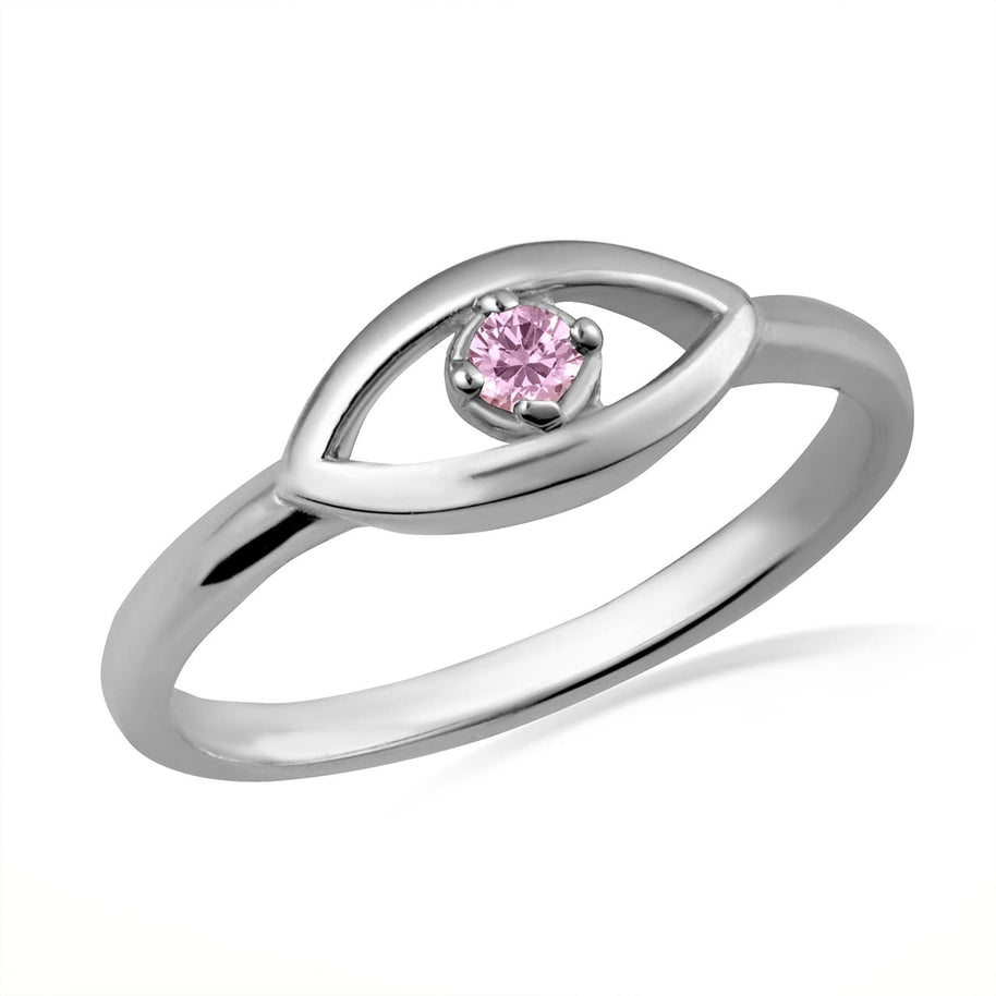 .925 Sterling Silver Evil Eye Birthstone Protection Ring