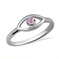 .925 Sterling Silver Evil Eye Birthstone Protection Ring