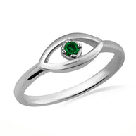 .925 Sterling Silver Evil Eye Birthstone Protection Ring
