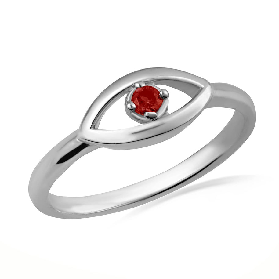 .925 Sterling Silver Evil Eye Birthstone Protection Ring