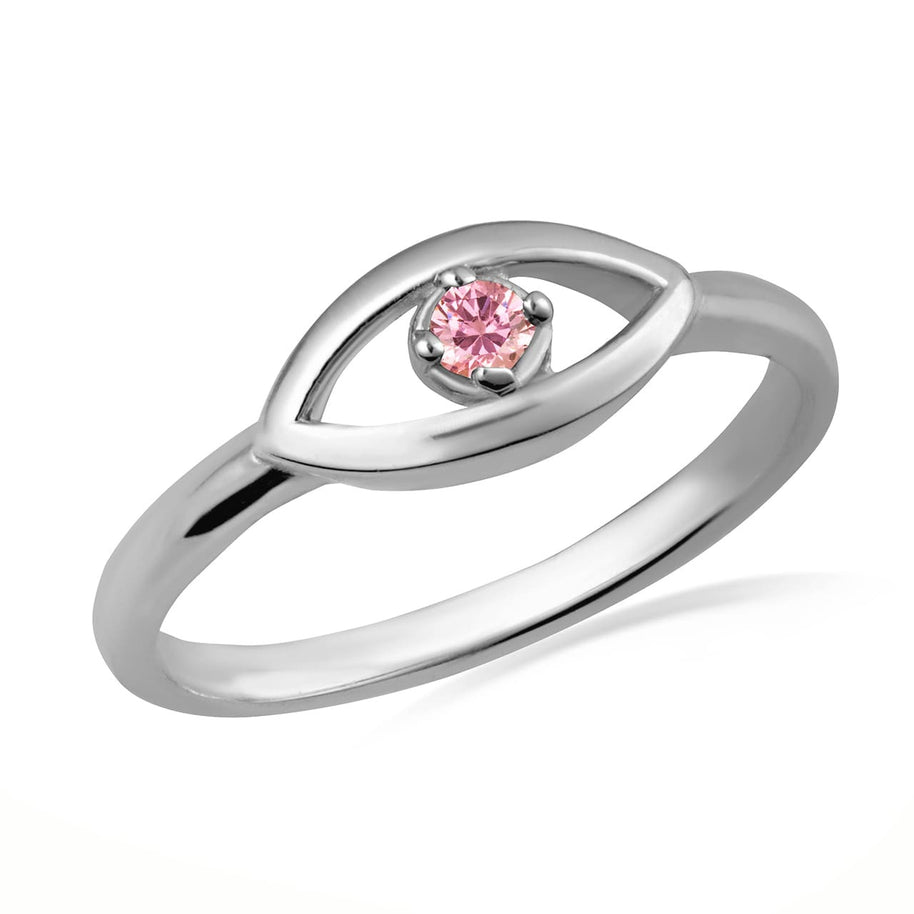.925 Sterling Silver Evil Eye Birthstone Protection Ring