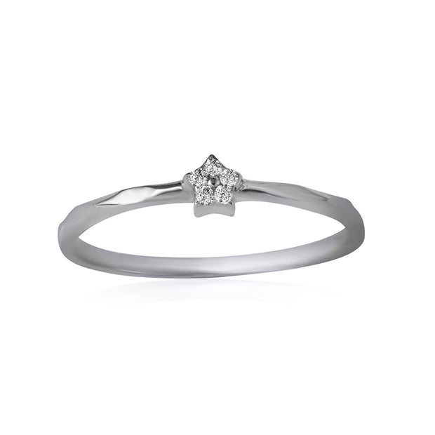 .925 Sterling Silver Cubic Zirconia Star Ring