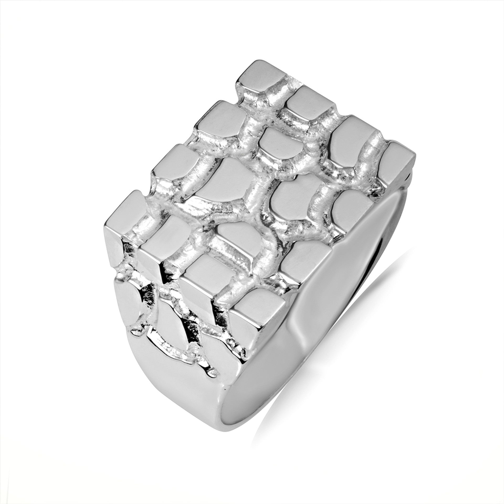 .925 Sterling Silver Men's Masculine Armour Solid Ring
