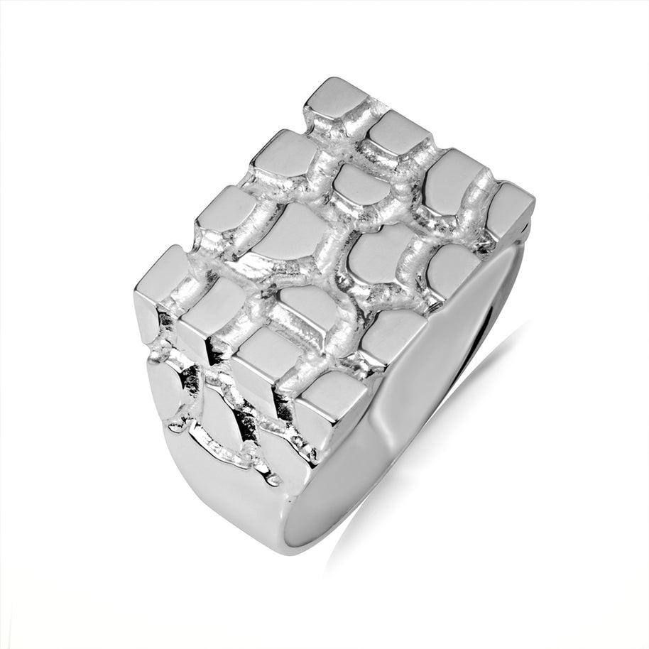 .925 Sterling Silver Men's Masculine Armour Solid Ring