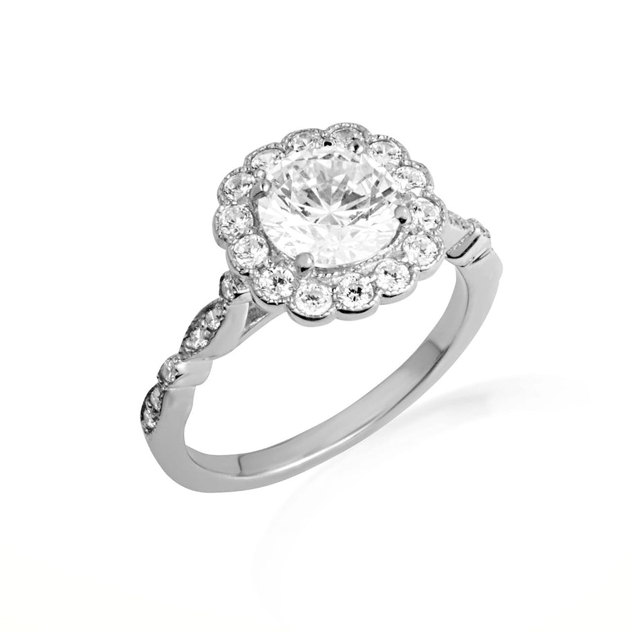 14K Gold Lab Grown Diamond Halo Engagement Band Ring Set (Available in Yellow/Rose/White Gold)