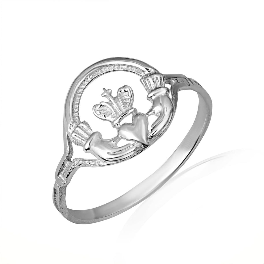 Gold Woman's Claddagh Ring with Cross