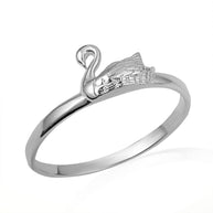 .925 Sterling Silver Elegant Swan Ring