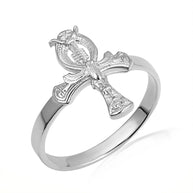 Gold Egyptian Ankh Cross Hieroglyphics Ring (Available in Yellow/Rose/White Gold)