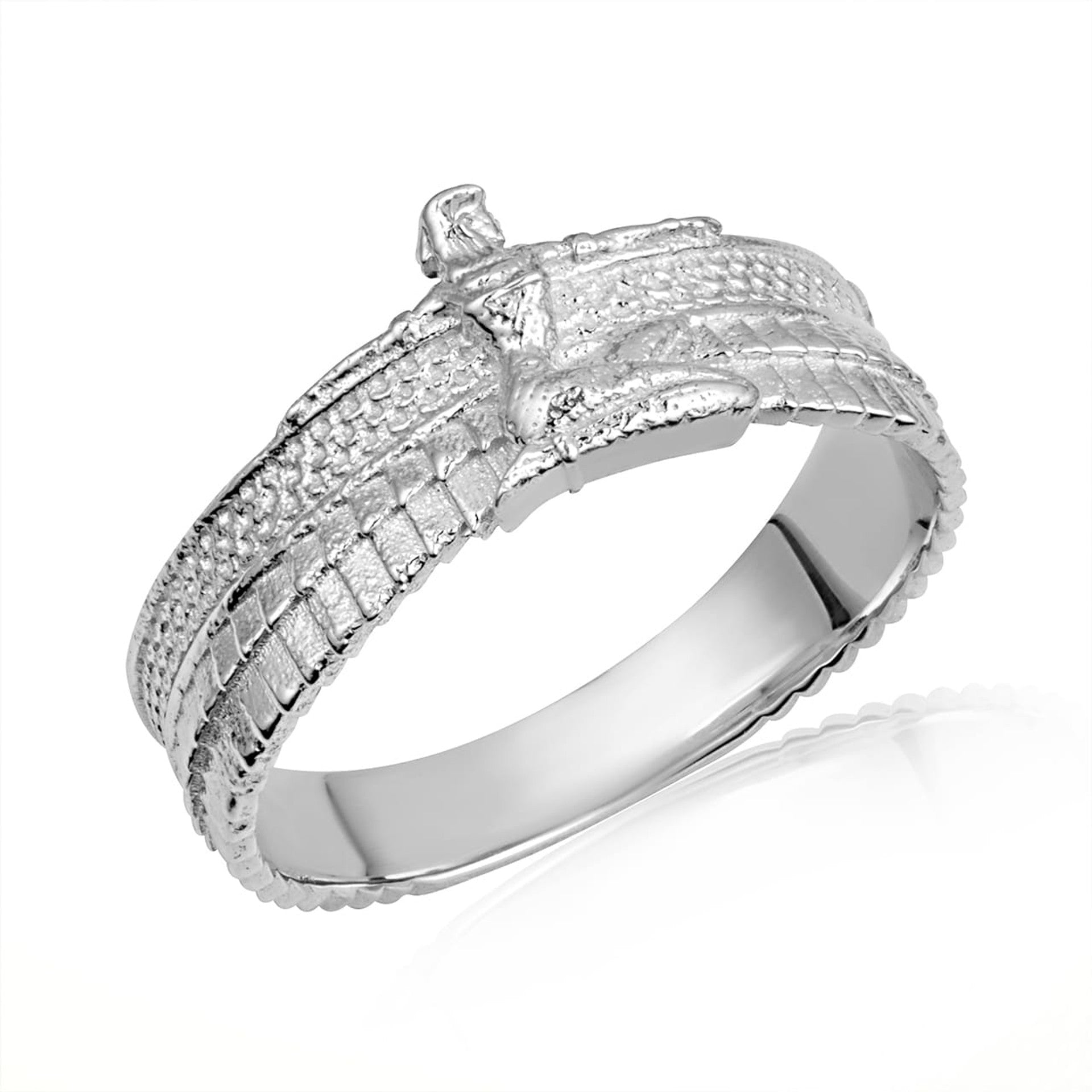 Gold Egyptian Goddess Isis Textured Band Ring (Available in Yellow/Rose/White Gold)