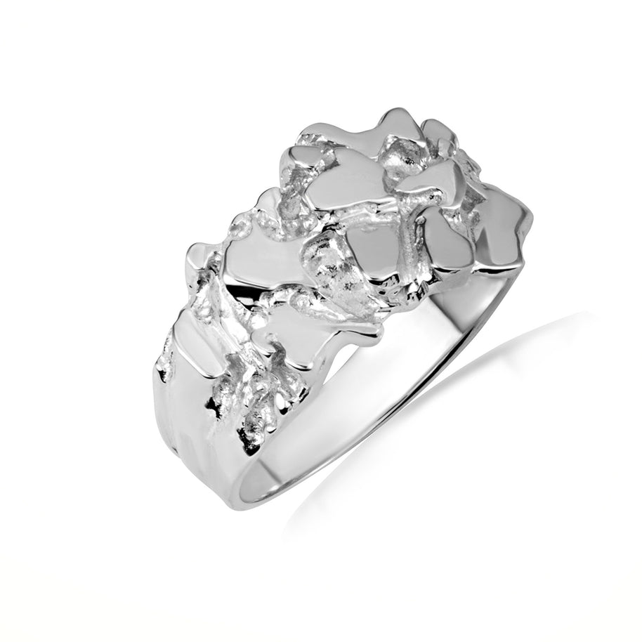.925 Sterling Silver Men's Solid Nugget Ring