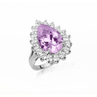 .925 Sterling Silver Pear Cut Gemstone Halo Ring