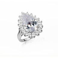 .925 Sterling Silver Pear Cut Gemstone Halo Ring