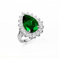 .925 Sterling Silver Pear Cut Gemstone Halo Ring